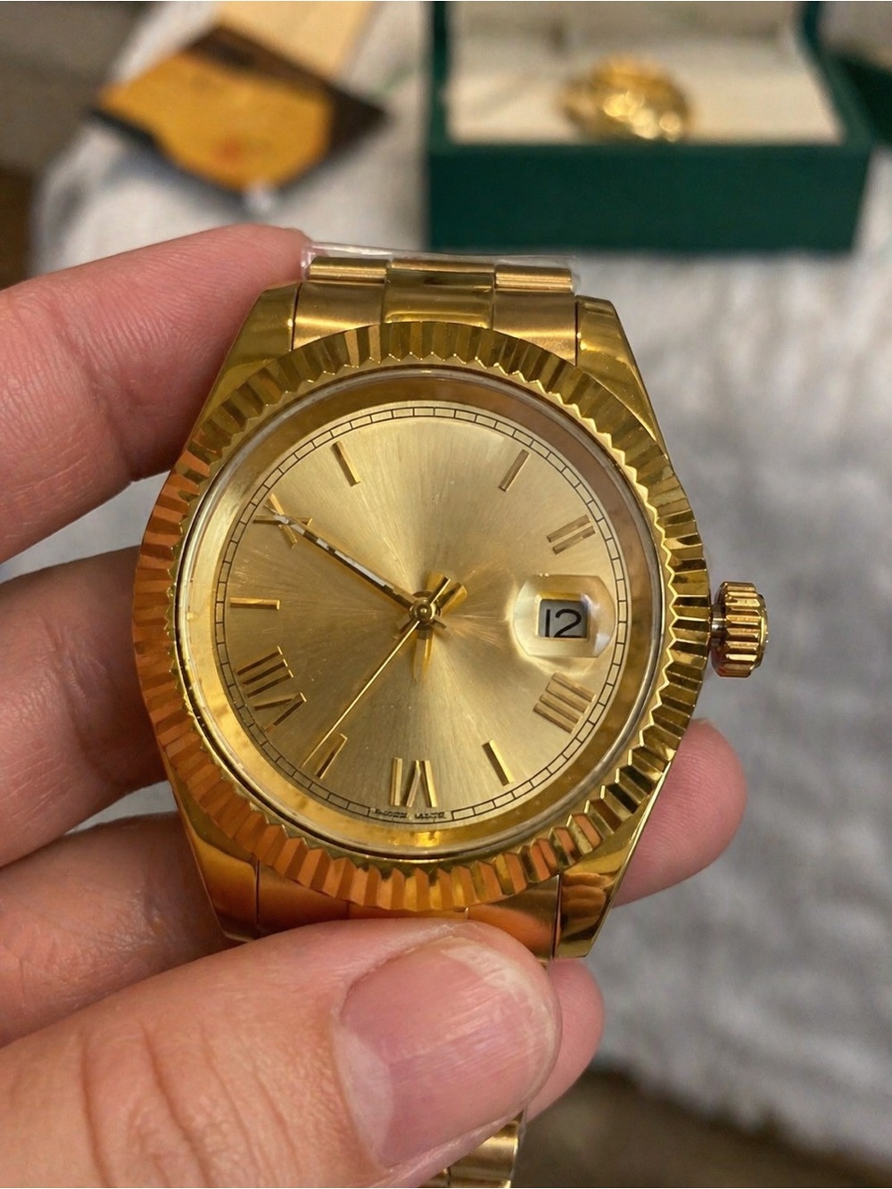 Gold-Tone Men’s Dress Watch with Date Window